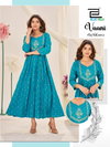 Vaani By Blue Hills Rayon With Foil Printed Anarkali Kurtis Wholesale Market In Surat
